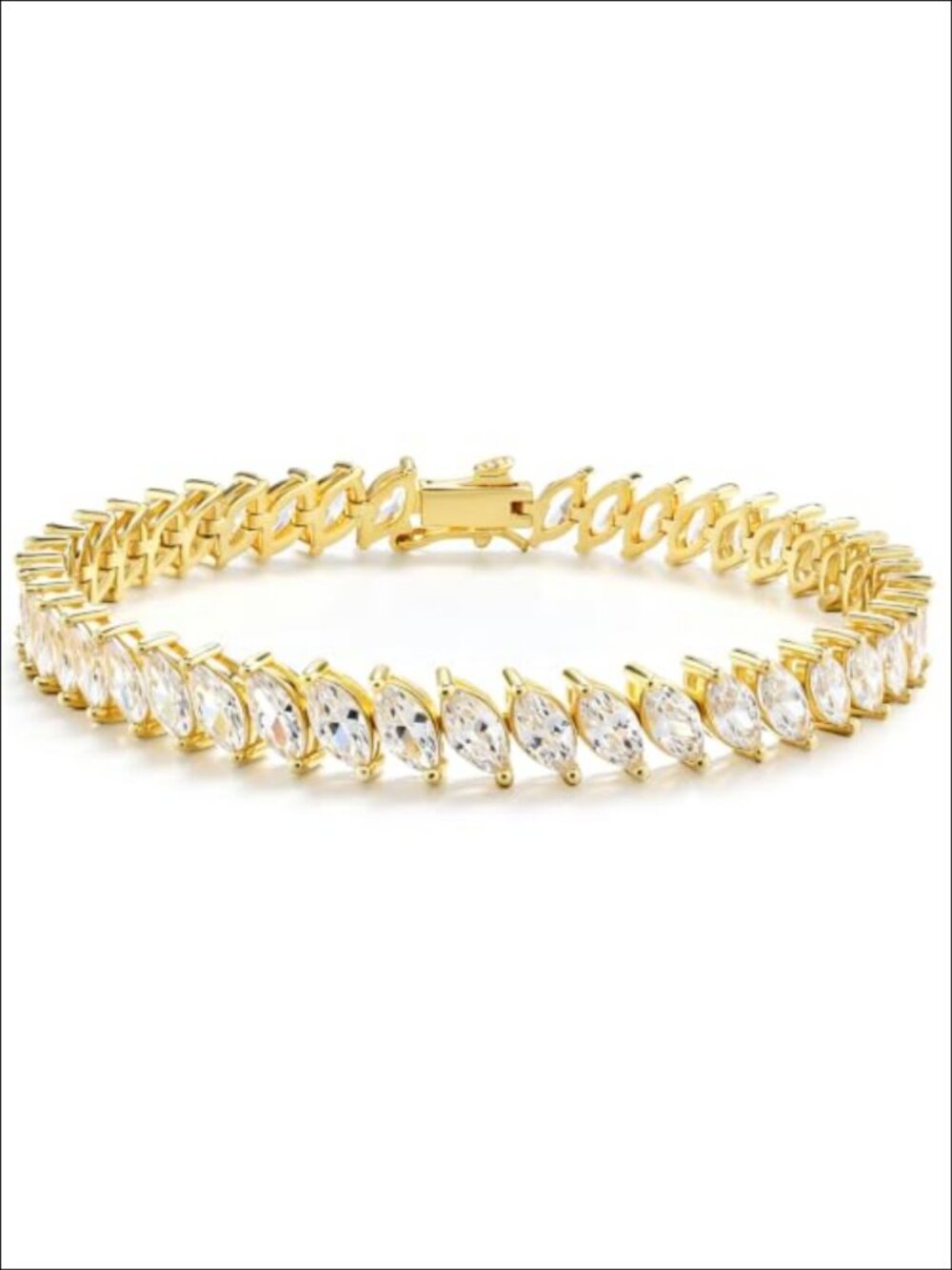 18K Gold Plated Marquise Cut Cubic Zirconia Tennis Bracelet